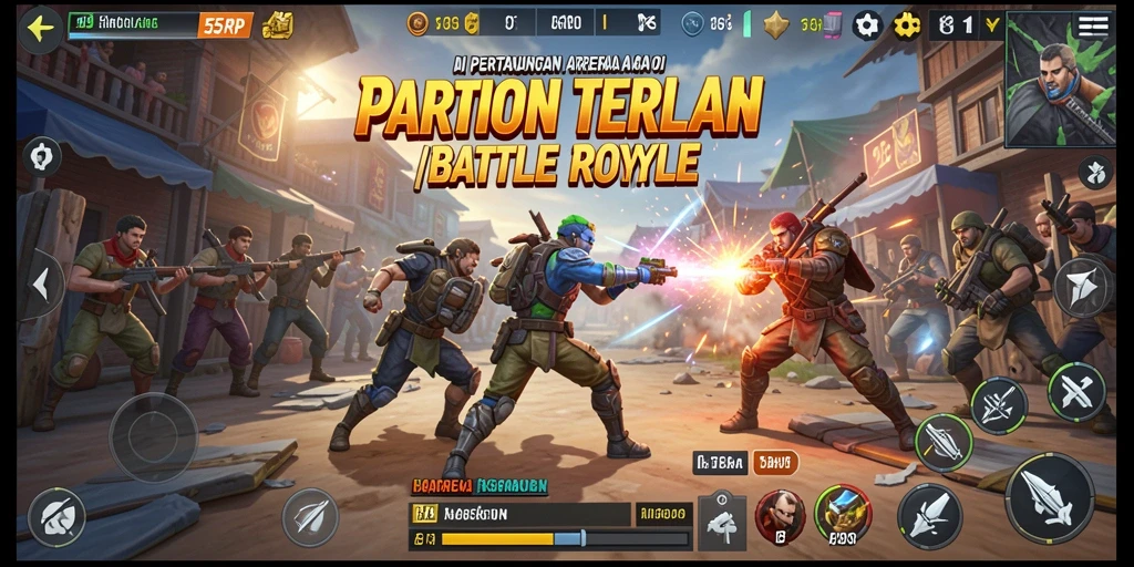 Gameplay intens di arena Battle Royale dengan grafik yang menakjubkan.