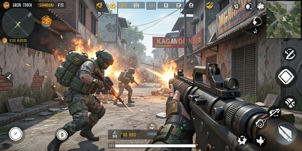 Screenshot gameplay KAGANDAN dengan aksi tembak-menembak yang mendebarkan.
