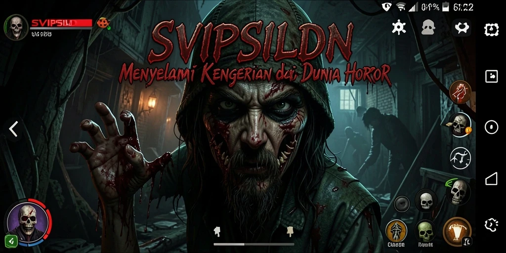 Screenshot gameplay SVIPSILDN menampilkan suasana horror yang mencekam.